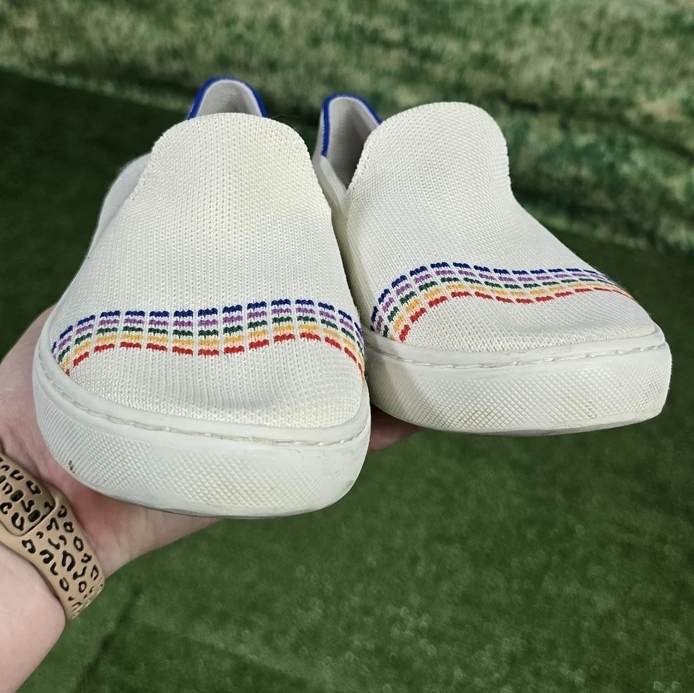 ROTHY'S | KIDS STRETCH KNIT CANVAS RAINBOW SLIP-ON SHOES